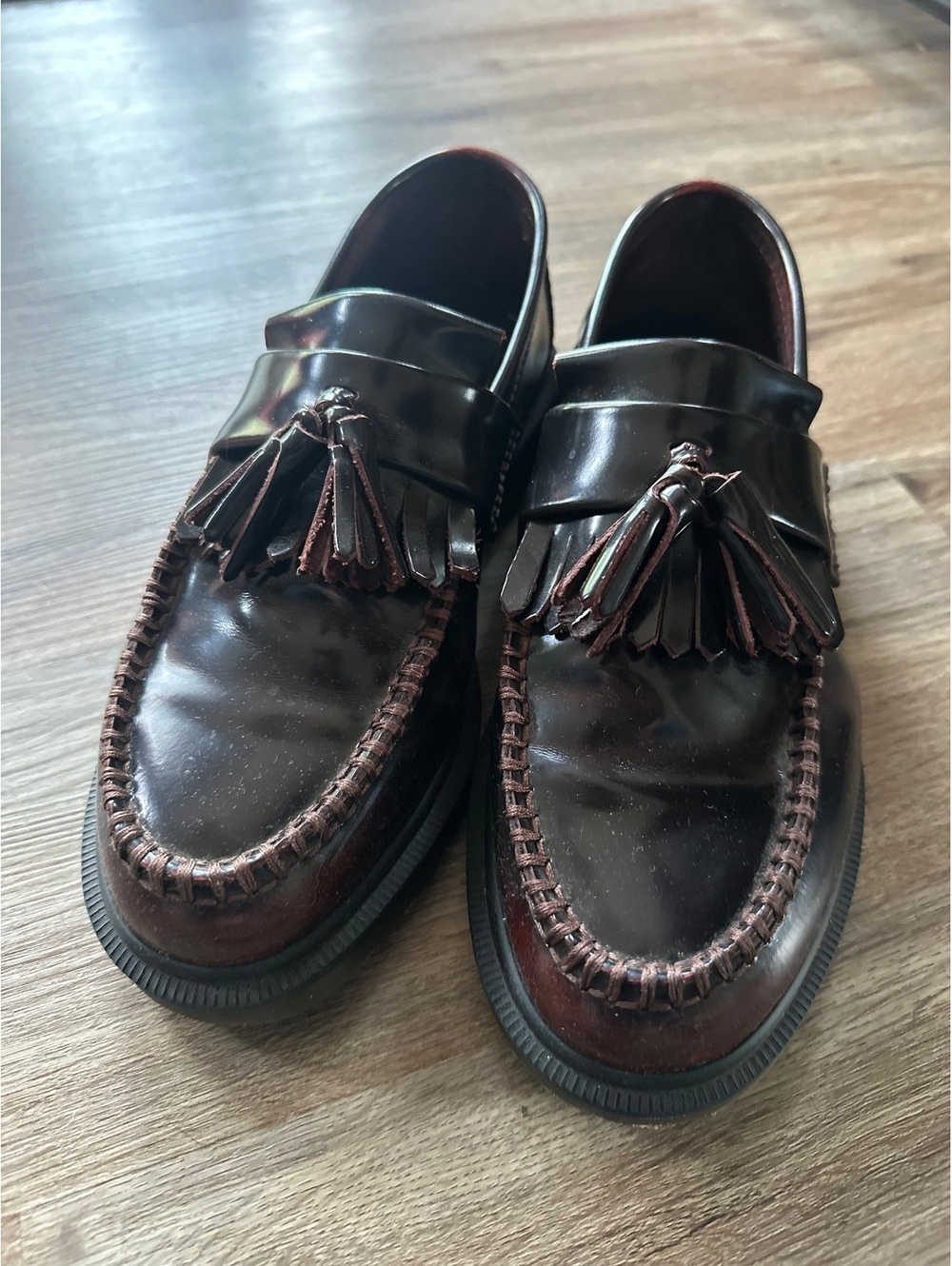 Dr. Martens Tassel Loafers in Burgundy Leather